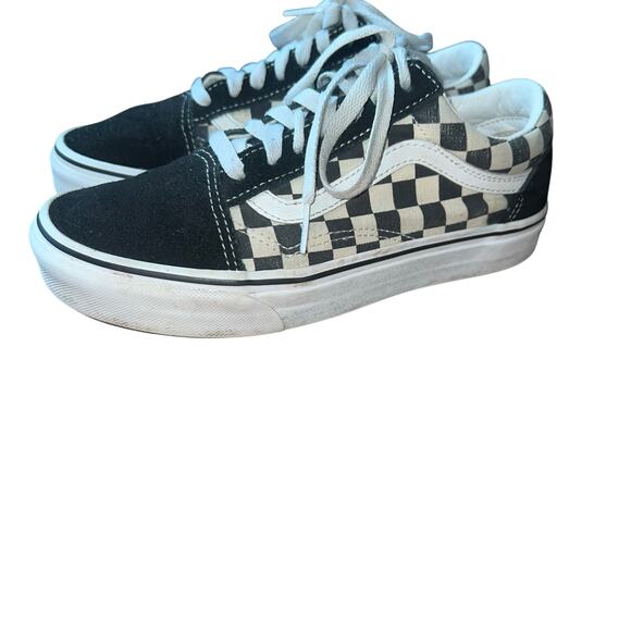 Black White Checkered Low Top Vans Size 6 Men’s Size 7.5 Women - Picture 7 of 11